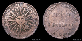 Argentina. Confederacion. 4 Centavos 1854. Medalla. CJ 1.5.1