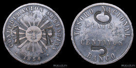 Argentina. Confederacion. 4 Centavos 1854. Contramarcas