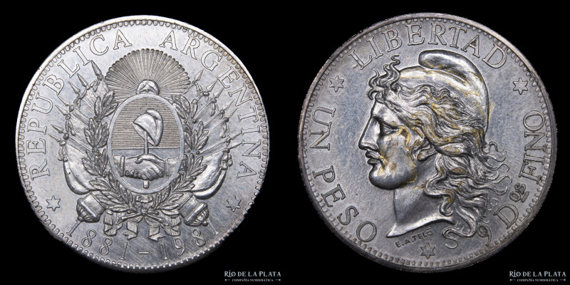 Argentina. 1 Peso 1881-1981. Medalla Centenario del Patacón. Muy escasa en este ...