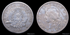 Argentina. 50 Centavos 1881. Medio Patacon CJ 15