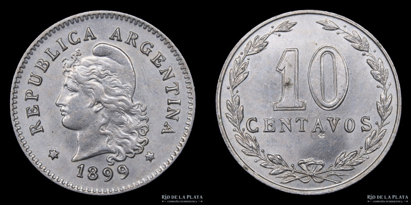 Argentina. 10 Centavos 1899. Cuproníquel; 19mm; 3g. CJ 93 (UNC)

USD 60 - 80
...