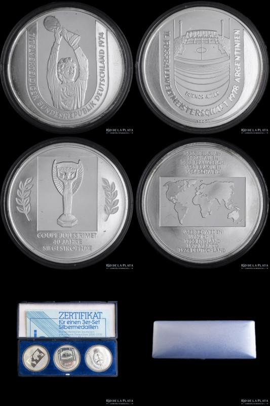 Alemania. Set x3 medallas Argentina Mundial de Fútbol FIFA 1978 Proof. Plata 100...