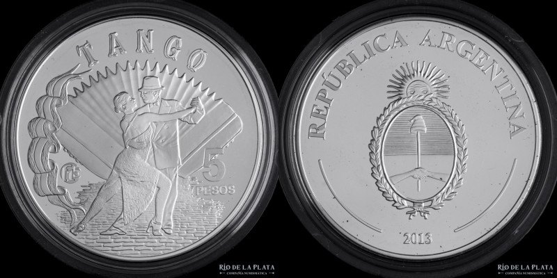 Argentina. 1 Peso 2013. Fabulosos 15 Tango. Plata 900; 33.0mm; 13.50g. KM179; CJ...