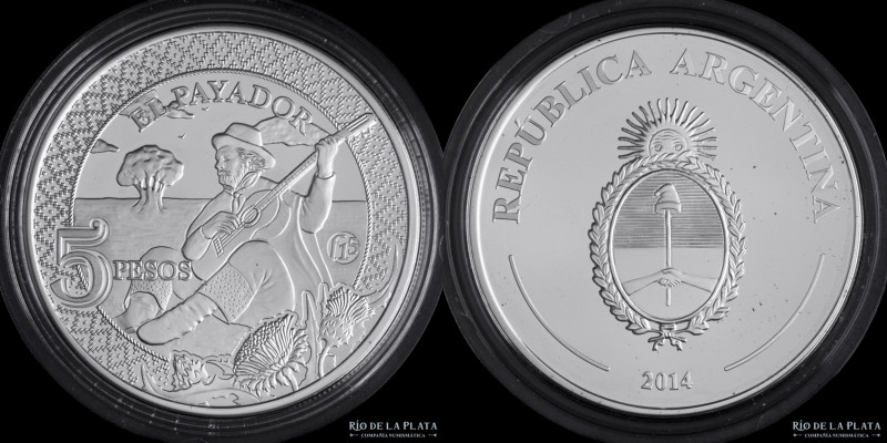 Argentina. 1 Peso 2014. Fabulosos 15 Payador. Plata 900; 33.0mm; 13.50g. KM181; ...