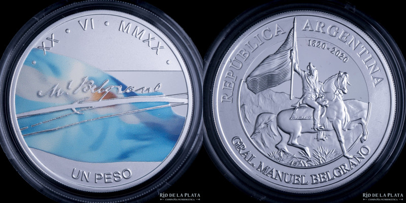 Argentina. 1 Peso 2020. Bicentenario del paso a la inmortalidad del Gral. Manuel...