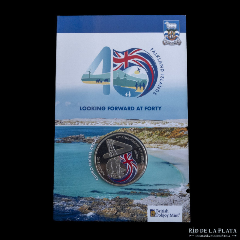 Malvinas (Ocup. Británica: Falklands) 1 Crown 2022. 40º Aniversario. Pobjoy mint...