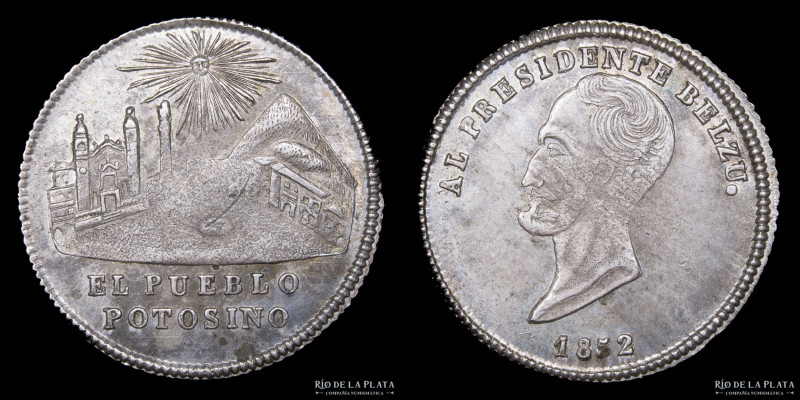 Bolivia. 1852. El Pueblo Potosino al Presidente Belzú. Plata; 21mm; 3.51g. A: Bu...