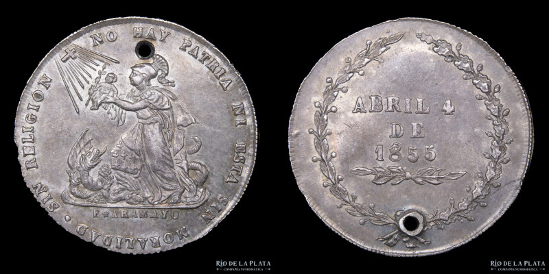 Bolivia. 1855. Medalla Monetaria. Sin Religión no hay Patria ni esta sin moralid...