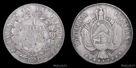 Bolivia. 1 Boliviano 1864 FP. KM152.2