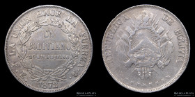 Bolivia. 1 Boliviano 1872. KM155.4