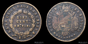 Bolivia. 10 Centavos 1872. Bronce. A estudiar