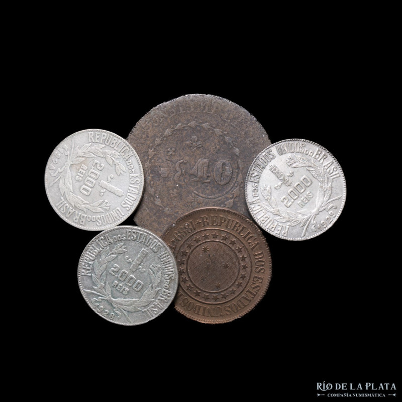 Brasil. Lote x6. Siglos XIX-XX. Incluye plata y contramarcadas. (R/VF)

USD 25...