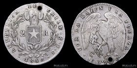 Chile. 2 Reales 1843 IJ. KM100.1