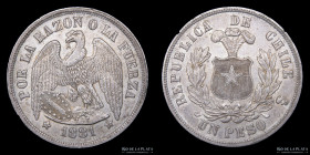 Chile. 1 Peso 1881. KM142.1
