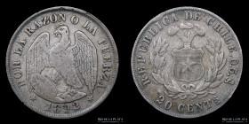 Chile. 20 Centavos 1892. KM138.4
