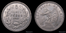 Chile. 5 Pesos 1927. KM173