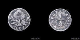 Colombia. 1/4 Decimo 1864 Popayan. KM143.2