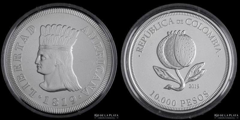 Colombia. 10.000 Pesos 2019. Bicentenario. Conmemorativa con cápsula plástica, c...