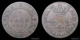 Guyana Francesa. 2 Sous 1789 A (Cayenne). KM1