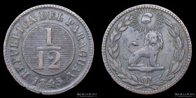 Paraguay. 1/12 Real 1845. 35 Rayos. Ciotti 111 Birmingham