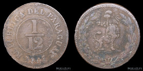 Paraguay. 1/12 Real 1845. 41 Rayos. Ciotti 203 Asuncion