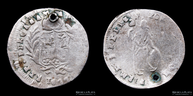 Perú. 1/2 Real 1877. Fantasía. Plata; 11mm; 0.59g. Perforada (F+)

USD 20 - 40...