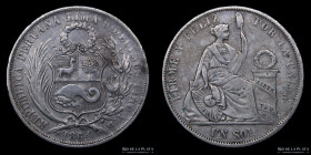 Peru. 1 Sol 1864 YB. KM196.2