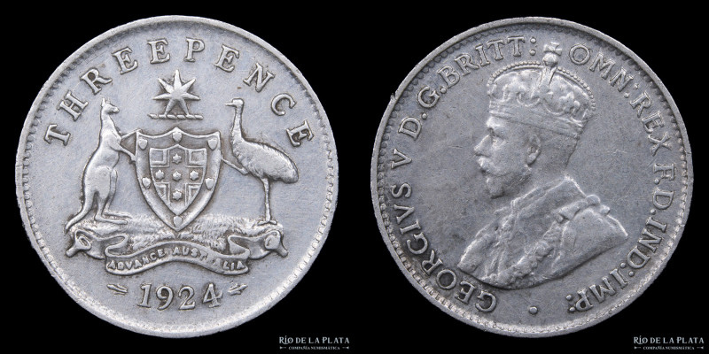 Australia. George V. 3 Pence 1924. Plata 925; 16mm; 1.43g. KM26 (XF)

USD 15 -...