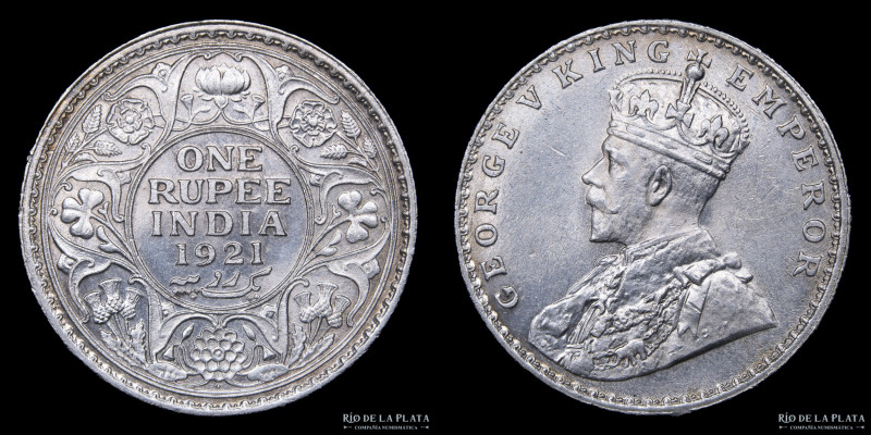 India Británica. George V (1910-1936) 1 Rupee 1921. Plata 917; 30.5mm; 11.69g. K...