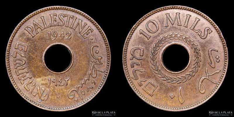 Palestina. 10 Mils 1942. Cobre; 27.0mm; 6.50g. KM4a (XF)

USD 25 - 50

Nota:...