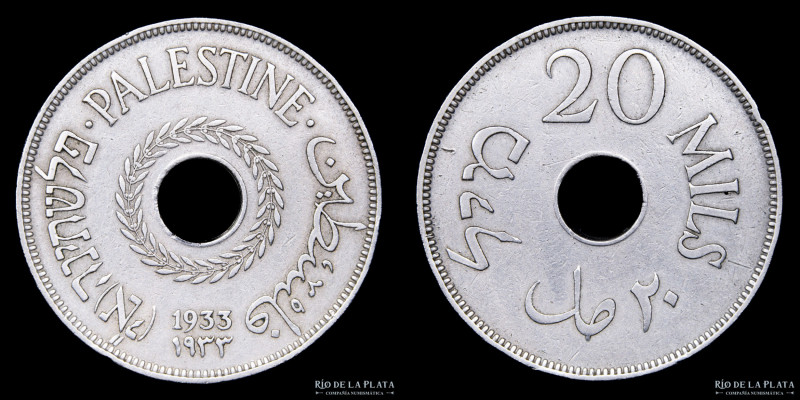 Palestina. 20 Mils 1933. Cuproníquel; 30.5mm; 11.30g. KM5 (VF+)

USD 25 - 50
...