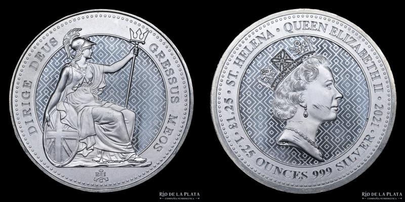 Santa Elena. 1.25 Pounds 2021. Britannia. Onza troy. Plata 999; 39mm; 38.75g. (U...