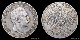 Prussia. Wilhem II. 5 Mark 1907 A. KM523