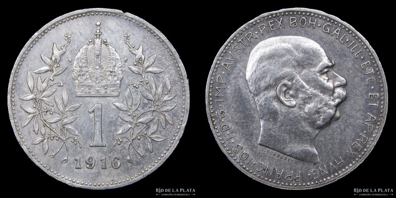 Austria. Francis Joseph I (1848-1916) 1 Corona 1916. Plata 835; 23mm; 4.98g. KM2...