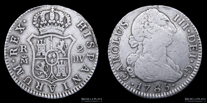 España. Carlos III. 2 Reales 1785 MDV. Madrid. Plata 813; 26mm; 5.53g. KM412.1 (...