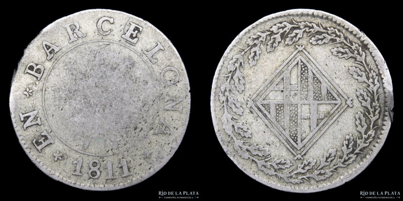 España. José Napoleón (1808-1814) 1 Peseta 1811. Plata 812; 26mm; 5.29g. KM70 (G...