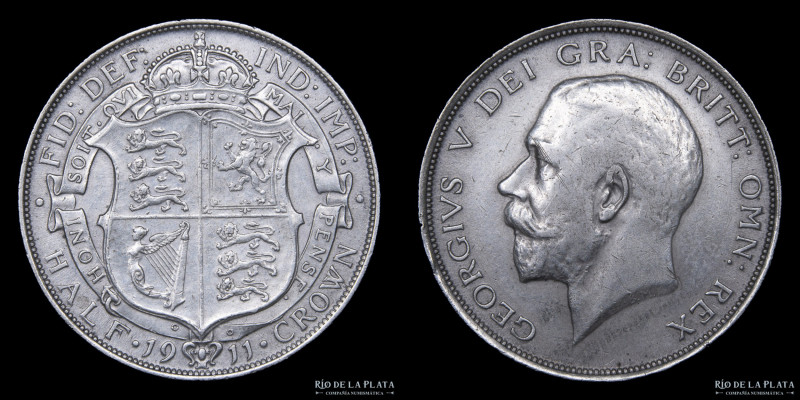 Gran Bretaña. George V. (1910-1936) Half Crown 1911. Plata 925; 32mm; 14.12g. KM...