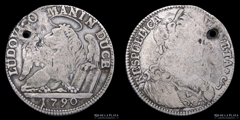 Italian States. Venecia. 1/4 Thaler 1790. Plata 835; 28.4mm; 6.85g. KM769 (VF) P...