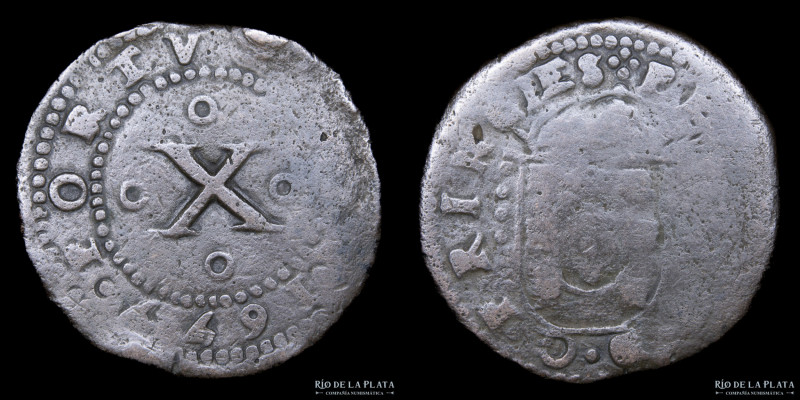 Portugal. Pedro Príncipe Regente (1667-1683). 10 Reis 1677. Cobre; 38mm; 19.90g....