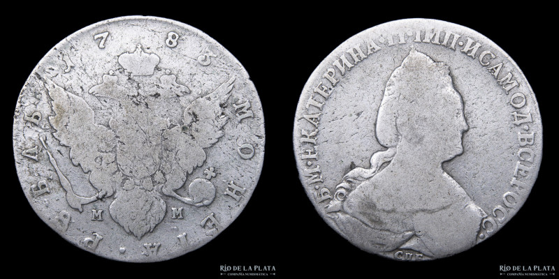 Rusia. Catherine II (1762-1796) 1 Rublo 1783 СПБ MM. Plata 750; 39mm; 22.14g. C ...