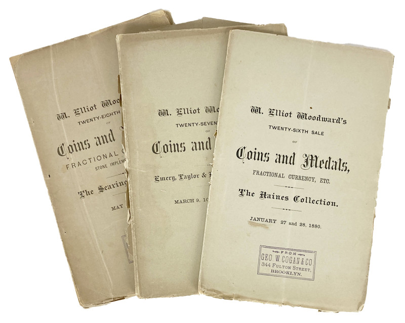 Woodward, W. Elliot. AUCTION CATALOGUES. New York, etc., 1860–1889. Fifty-one di...