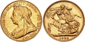Great Britain 1 Sovereign 1899. KM# 785, N# 4024; Gold (.917) 7.96 g.; Victoria; XF