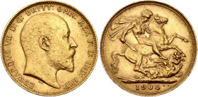 Great Britain 1 Sovereign 1904. KM# 805, Sp# 3969, N# 13226; Gold (.917) 7.99 g; Edward VII; AUNC; Mint luster remains