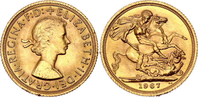 Great Britain 1 Sovereign 1967. KM# 908, N# 11461; Gold (.917) 7.99 g.; Elizabet...