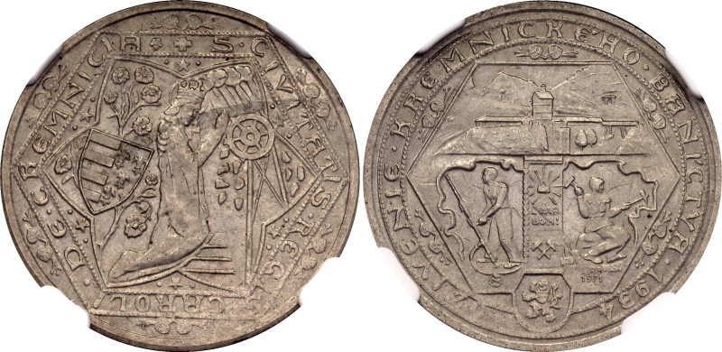Czechoslovakia 2 Dukat 1934 (1971) Restrike NGC MS65. N# 186301; Silver 6.02 g.;...