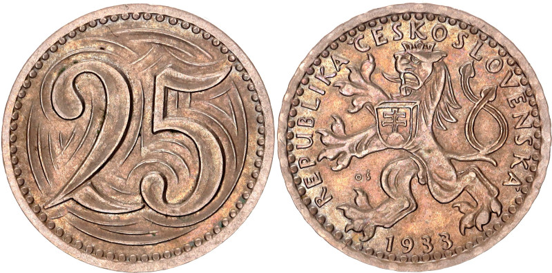 Czechoslovakia 25 Haleru 1933. KM# 16, Schön# 5, N# 6880; Copper-nickel; UNC...