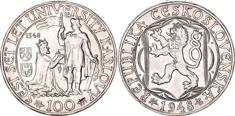 Czechoslovakia 100 Korun 1948. KM# 26, Schön# 33, N# 6515; Silver 13.99 g.; 600t...