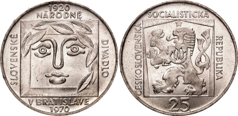 Czechoslovakia 25 Korun 1970. KM# 69, N# 12633; Silver 9.96 g.; 50th Anniversary...