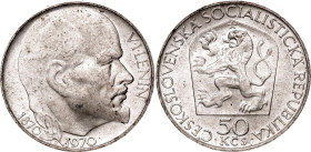 Czechoslovakia 50 Korun 1970. KM# 70, N# 20188; Silver 13.08 g.; 100 Years - Birth of Lenin; UNC