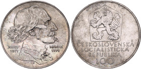 Czechoslovakia 100 Korun 1971. KM# 73, N# 20211; Silver 15.05 g.; 100th Anniversary of the Death of Josef Mánes; Mintage 45000 pcs.; UNC with mint lus...
